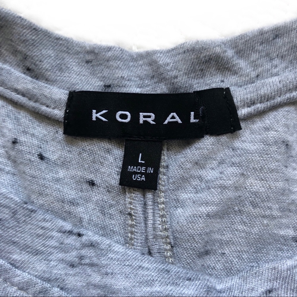 KORAL Split Back Keyhole Athleisure Raw Hem Gray Active Workout Top Size… - Picture 5 of 9